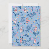 Funny Woodland Friends  Blue Winter Forest Pattern Kaart (Achterkant)