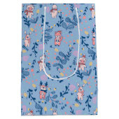 Funny Woodland Friends  Blue Winter Forest Pattern Medium Cadeauzakje (Achterkant)