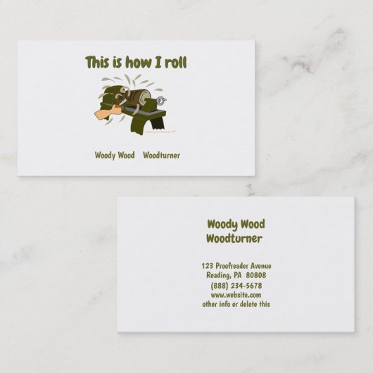 Funny Woodturner Cartoon Lathe Dit is hoe ik Roll Visitekaartje (Voorkant / Achterkant)