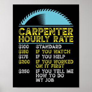 Funny Woodworking Dad Carpenter Carpenter Hourly Poster