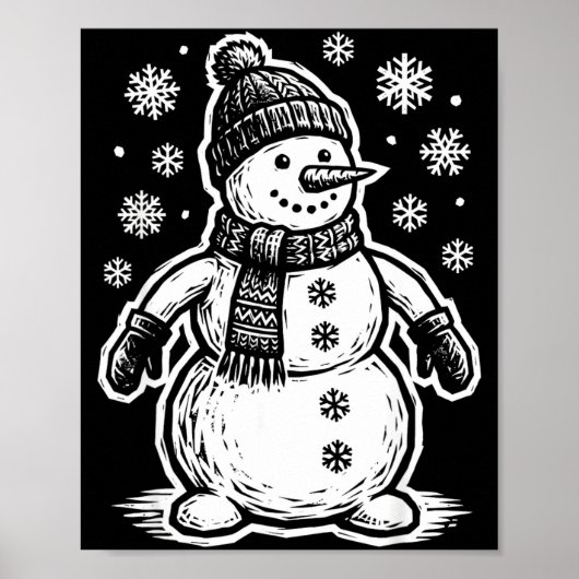 Funny Woout Snowman Winter Holiday Christmas Snowf Poster (Voorkant)