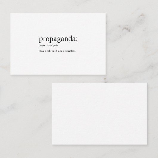 Funny Word Definitions: Propaganda Visitekaartje (Voorkant / Achterkant)