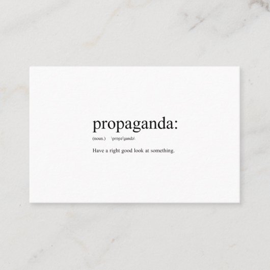 Funny Word Definitions: Propaganda Visitekaartje (Voorkant)