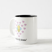 Funny, word jij mijn Valentijn? Tweekleurige Koffiemok (Voorkant links)