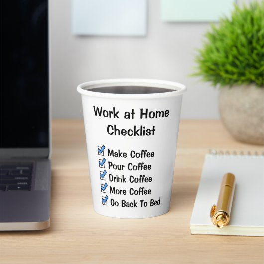 Funny Work at Home Checklist Papieren Bekers (Insitu)