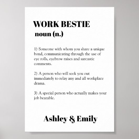 Funny Work Bestie Afbeelding Gift Hilarious Co-med Poster (Voorkant)