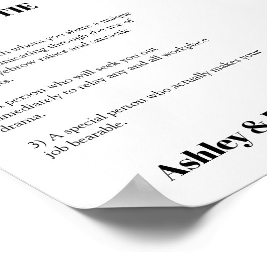 Funny Work Bestie Afbeelding Gift Hilarious Co-med Poster (Hoek)