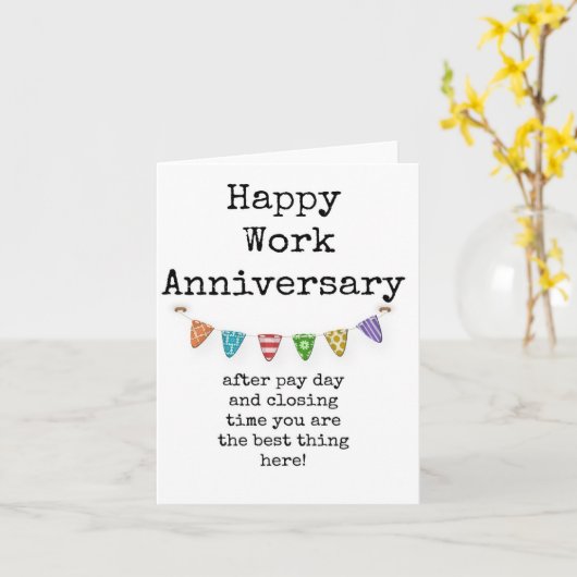 Funny Work Jubileum Kaart voor collega of baas (Gele Bloem)