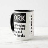 Funny WORK, mokken met eigen naam (Voorkant links)