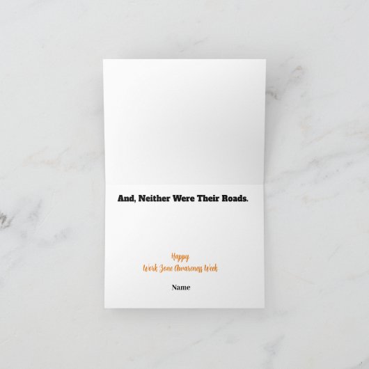 Funny Work Zone Awareness Week Wenskaart Kaart (Binnen)