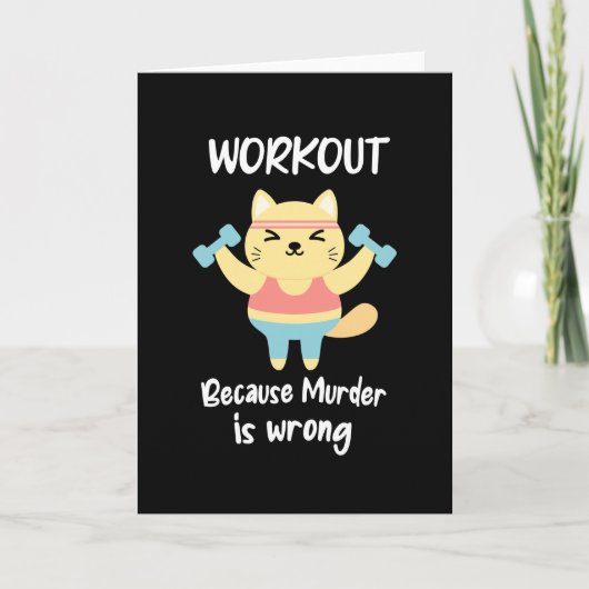 Funny Workout Cat Fitness Gym Muder is verkeerd ci Kaart (Voorkant)