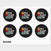 Funny Workout Fitness Eat Sleep Gym Ronde Sticker (Vel)