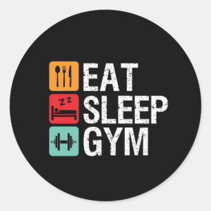 Funny Workout Fitness Eat Sleep Gym Ronde Sticker