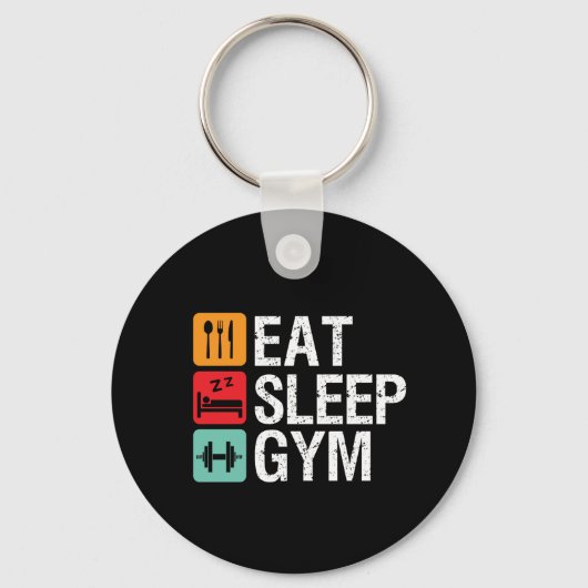 Funny Workout Fitness Eat Sleep Gym Sleutelhanger (Voorkant)
