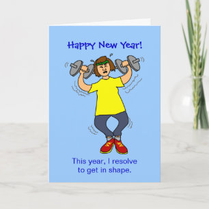 Funny Workout Resolution Cartoon - Nieuwe jaren ka Feestdagen Kaart