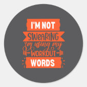 Funny Workout Words Orange Gym  Ronde Sticker (Voorkant)