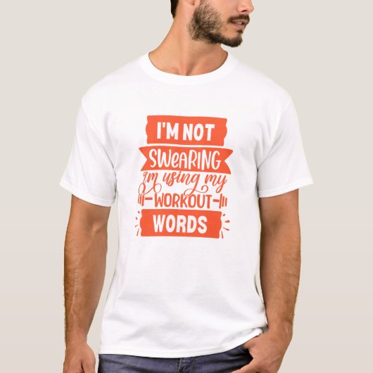 Funny Workout Words Oranje Gym T-shirt (Voorkant)