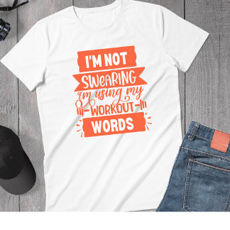 Funny Workout Words Oranje Gym T-shirt