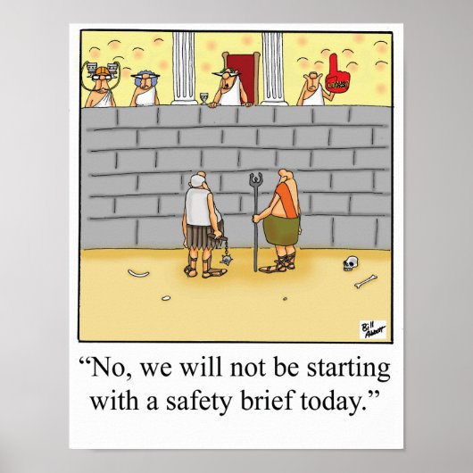 Funny Workplace Safety Brief Poster (Voorkant)