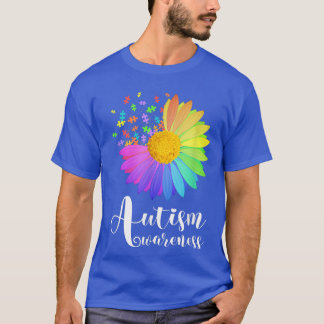 Funny World Autism Awareness Day Puzzle SunFlower T-shirt