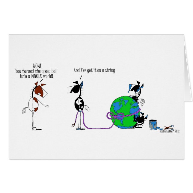 Funny World op een String Horse Cartoon (Voorkant Horizontaal)