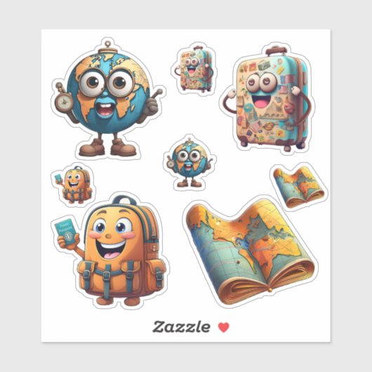 Funny World Travel Sticker Set - Eigenzinnig Werel (Vel)