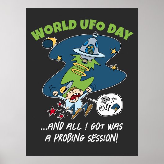 Funny World UFO Dag Sondering Sessie Cartoon Poster (Voorkant)