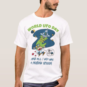 Funny World UFO Dag Sondering Sessie Cartoon T-shirt