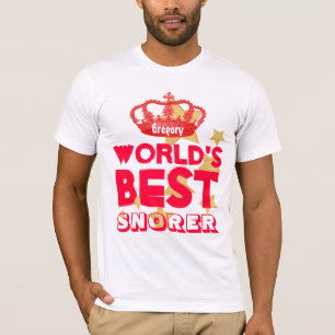 Funny World's Best SNORER Red Crown and Stars V23 T-shirt