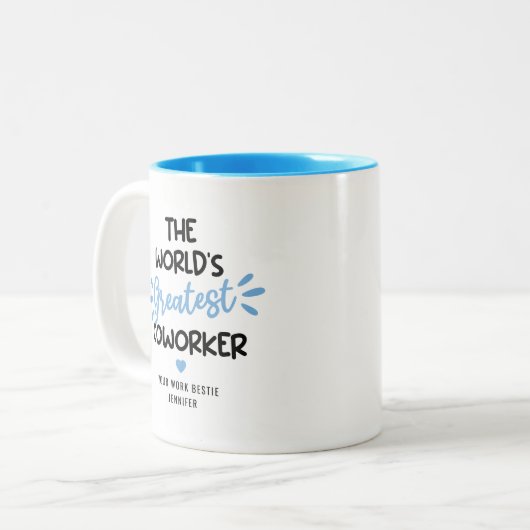 Funny World's grootste collega tweetone koffie Mu Tweekleurige Koffiemok (Voorkant links)