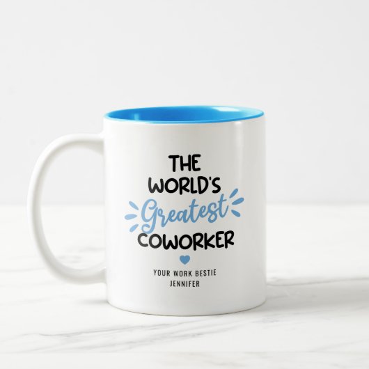 Funny World's grootste collega tweetone koffie Mu Tweekleurige Koffiemok (Links)