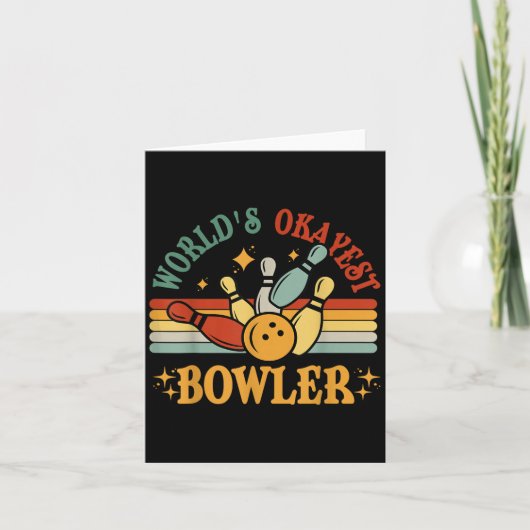 Funny Worlds Okayest Bowler Bowling Team Mannen Vr Kaart (Voorkant)