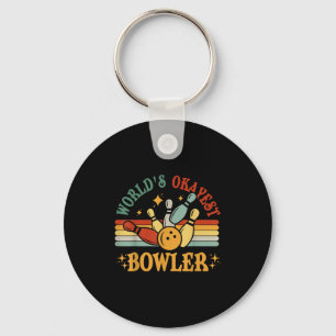 Funny Worlds Okayest Bowler Bowling Team Mannen Vr Sleutelhanger