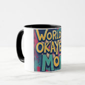 Funny Worlds Okayest Mom Kleurrijke Moederdag Mok (Voorkant links)