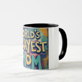 Funny Worlds Okayest Mom Kleurrijke Moederdag Mok (Voorkant rechts)