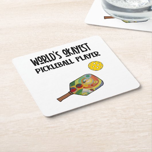 Funny World's Okayest Pickleball Player Sports Kartonnen Onderzetters (Schuin)