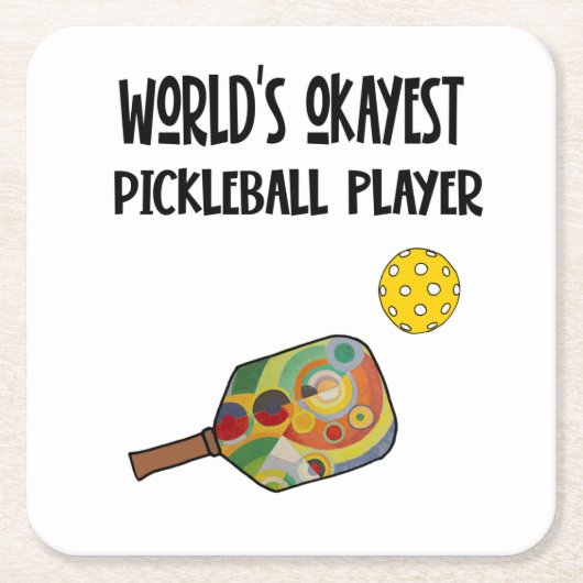 Funny World's Okayest Pickleball Player Sports Kartonnen Onderzetters (Voorkant)