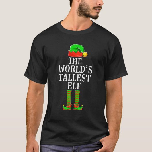 Funny World's Tallest Elf Apparel, kerstberoemdhei T-shirt (Voorkant)