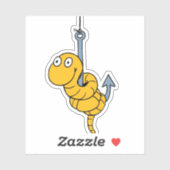 Funny Worm Custom-Cut Vinyl Sticker (Vel)