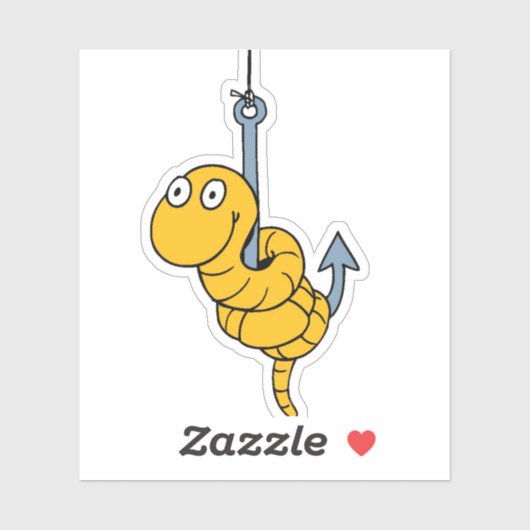 Funny Worm Custom-Cut Vinyl Sticker (Vel)