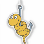 Funny Worm Custom-Cut Vinyl Sticker (Voorkant)