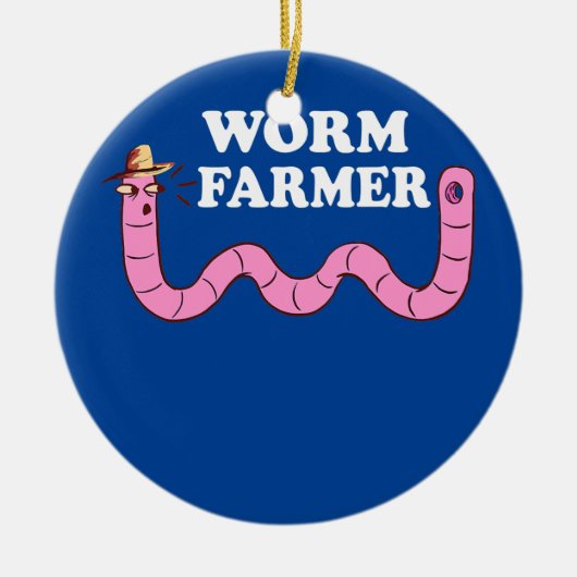 Funny Worm Farmer Gardening Worm Boerderij Red Wig Keramisch Ornament (Voorkant)