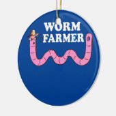 Funny Worm Farmer Gardening Worm Boerderij Red Wig Keramisch Ornament (Links)