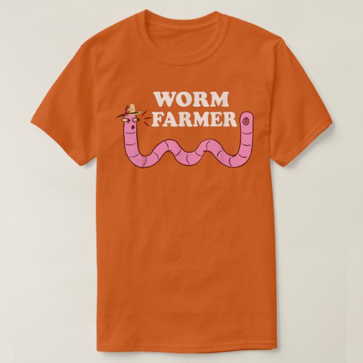 Funny Worm Farmer Gardening Worm Boerderij Red Wig T-shirt (Design voorkant)