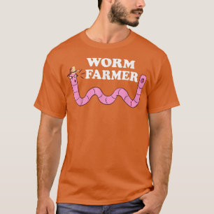 Funny Worm Farmer Gardening Worm Boerderij Red Wig T-shirt