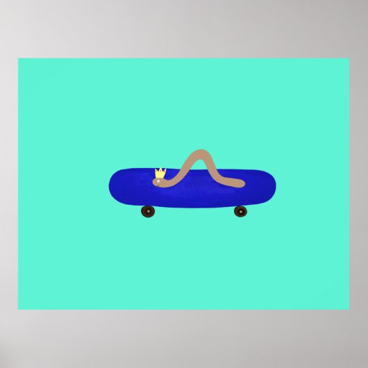 Funny worm on a skateboard poster (Voorkant)