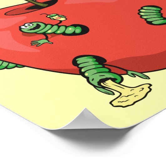 Funny wormen in de appel poster (Hoek)