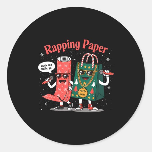 Funny Wrapng Rapng Paper Wrap Music Rap Pj Ronde Sticker (Voorkant)