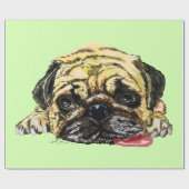 Funny Wrapping Paper met Pug Dog - Aangepaste kleu Cadeaupapier (Vlak)
