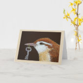 Funny wren card kaart (Gele Bloem)